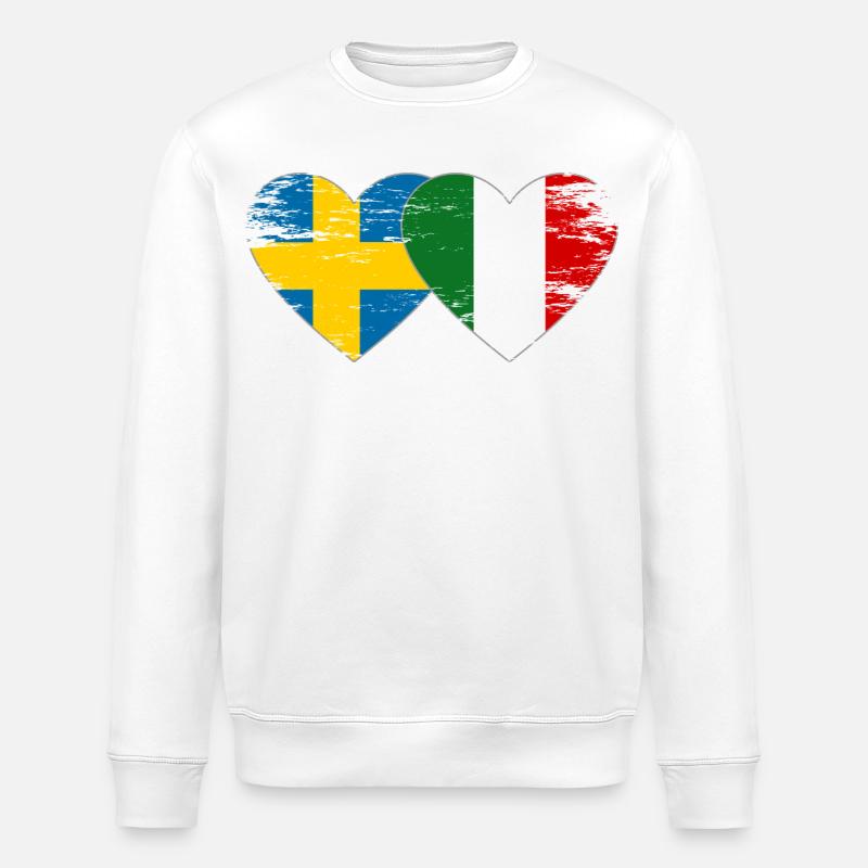 Suède Italie Drapeau Coeur utilisé - Sweat bio ROLLER Stanley/Stella Unisexe - blanc