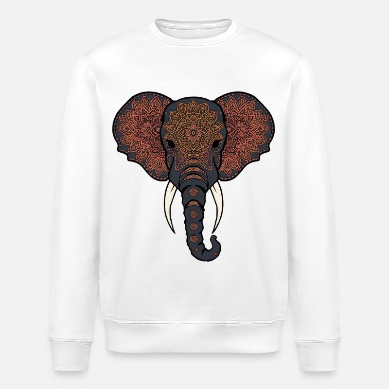 Mandala Elefant Kopf - Stanley/Stella Unisex Bio-Sweatshirt ROLLER - Weiß