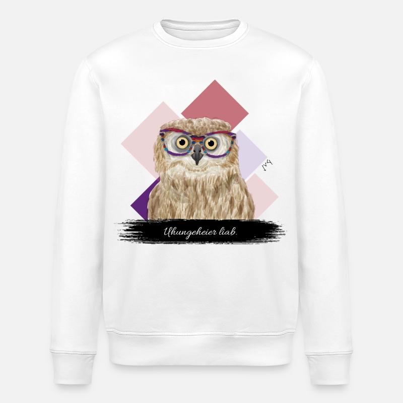 JvG Uhu "Uhungeheier liab." - Stanley/Stella Unisex Bio-Sweatshirt ROLLER - Weiß