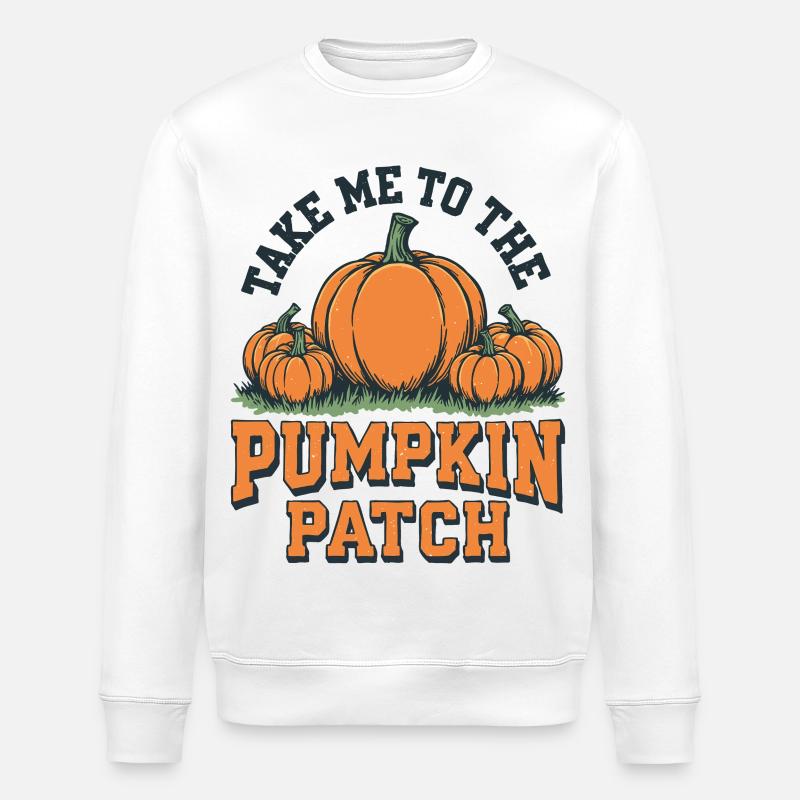 Emmenez-moi au champ de citrouilles - Sweat bio ROLLER Stanley/Stella Unisexe - blanc