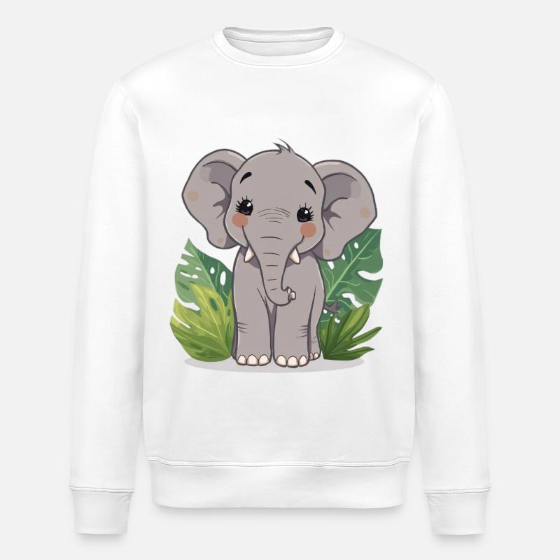 Kleiner Elefantenfreund im Dschungel - Stanley/Stella Unisex Bio-Sweatshirt ROLLER - Weiß