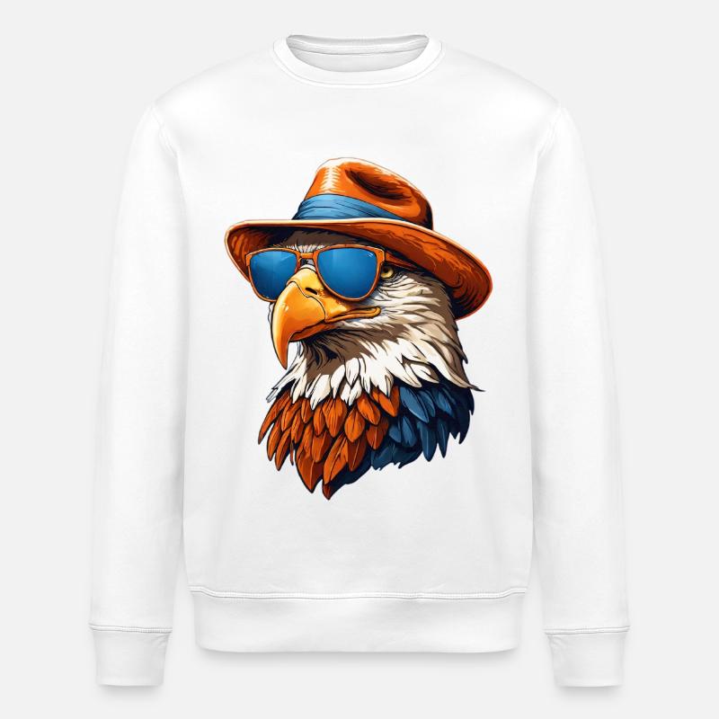 Eagle with hat and sunglasses - Stanley/Stella ROLLER Unisex Organic Sweatshirt - white