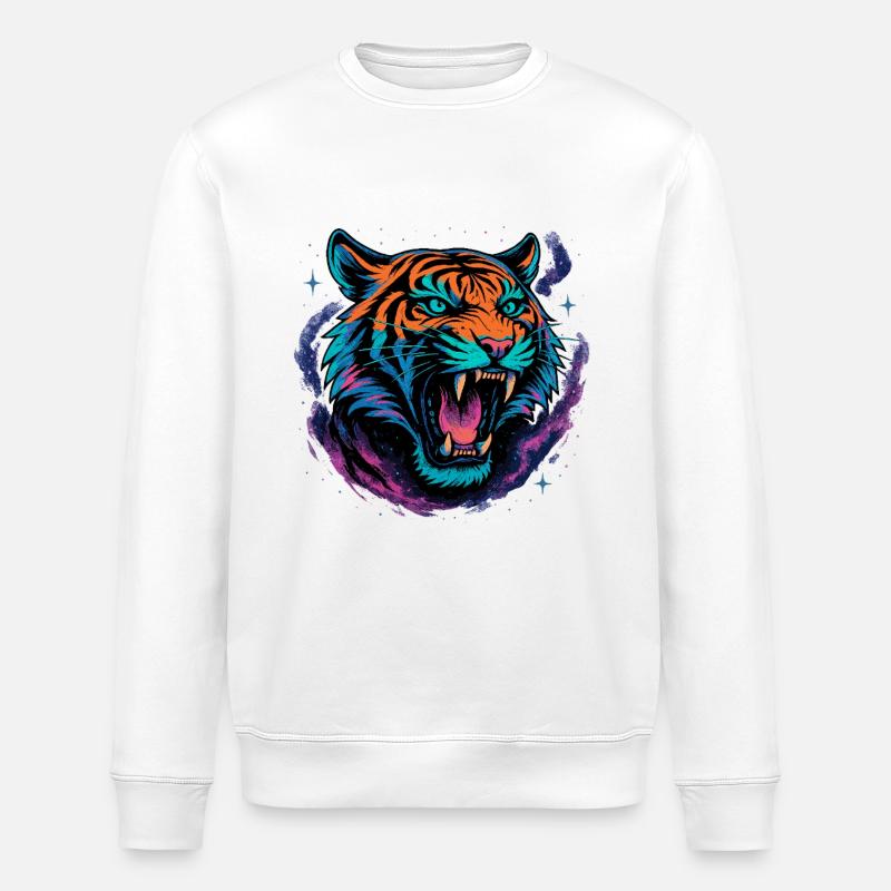 Neon Tiger Rage Galaxy Design - Stanley/Stella Unisex Bio-Sweatshirt ROLLER - Weiß