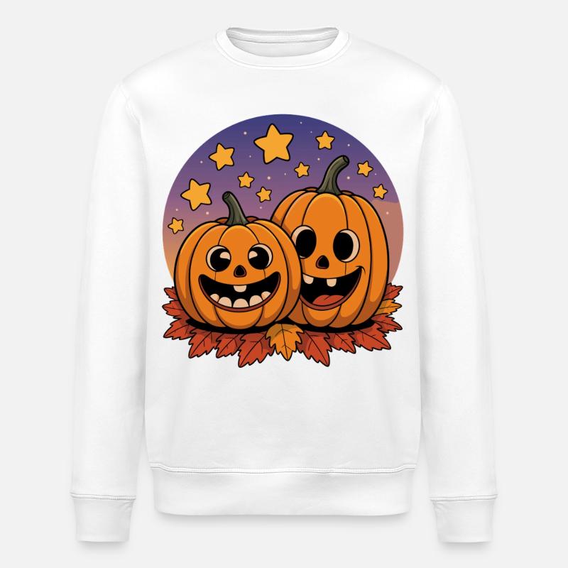 Laughing Halloween pumpkins - Stanley/Stella ROLLER Unisex Organic Sweatshirt - white