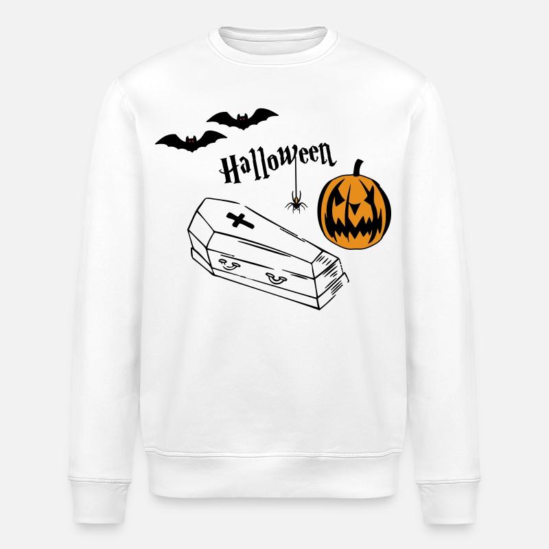 Halloween Kürbis Silhouette - Stanley/Stella Unisex Bio-Sweatshirt ROLLER - Weiß