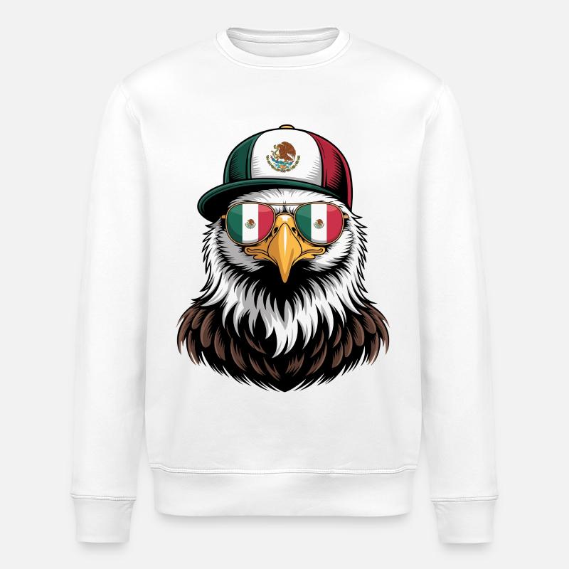 Mexican Eagle Retro Sunglasses - Stanley/Stella ROLLER Unisex Organic Sweatshirt - white