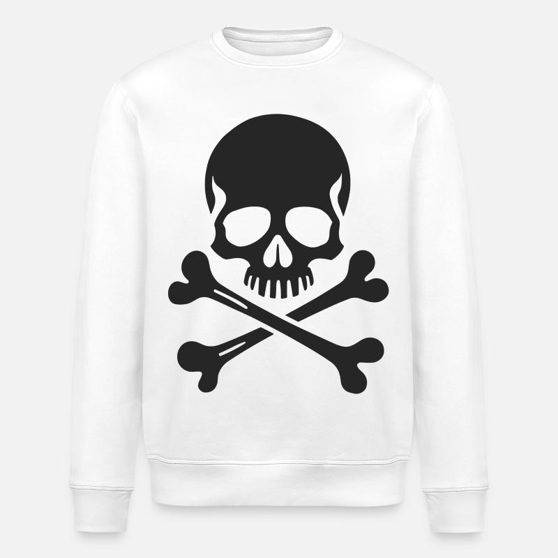 Klassischer Jolly Roger Totenschädel - Stanley/Stella Unisex Bio-Sweatshirt ROLLER - Weiß