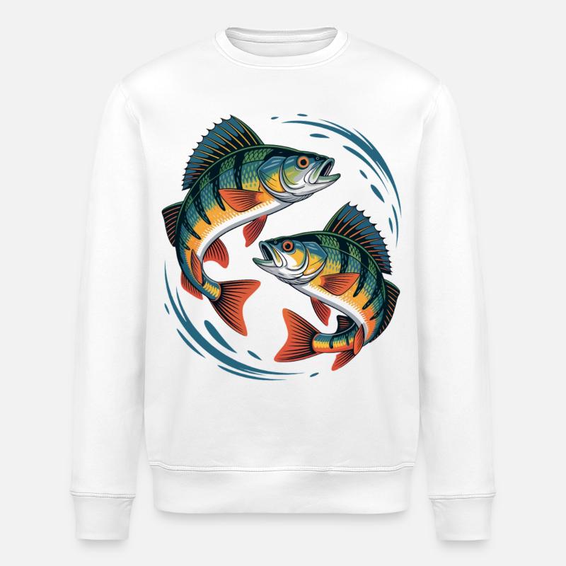 Zwei springende Barsche - Stanley/Stella Unisex Bio-Sweatshirt ROLLER - Weiß