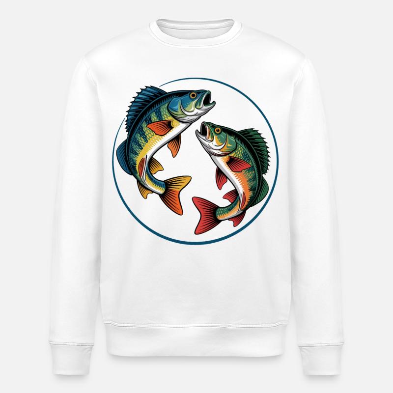 Zwei springende Barsche - Stanley/Stella Unisex Bio-Sweatshirt ROLLER - Weiß