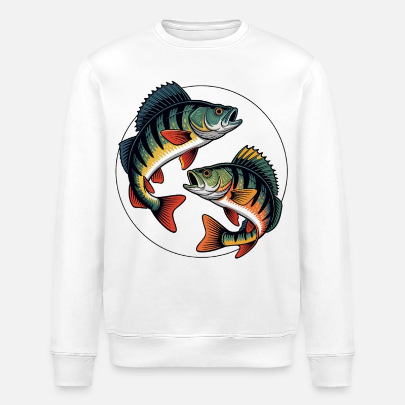 Zwei springende Barsche - Stanley/Stella Unisex Bio-Sweatshirt ROLLER - Weiß