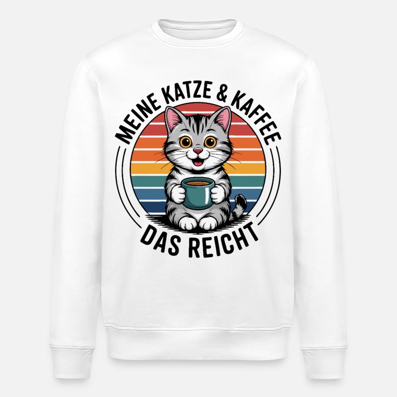 Katzenkaffee im Regenbogenkreis - Stanley/Stella Unisex Bio-Sweatshirt ROLLER - Weiß