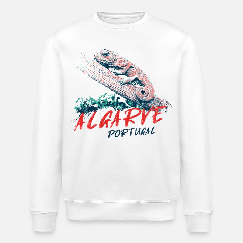 Bunte Illustration eines Algarve-Chamäleons - Stanley/Stella Unisex Bio-Sweatshirt ROLLER - Weiß