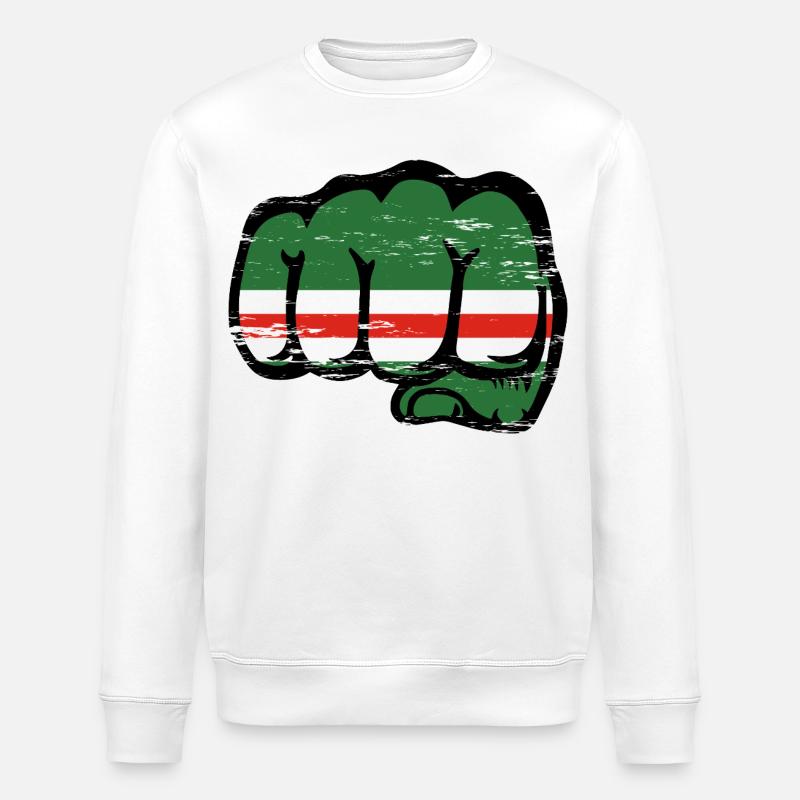 Tschetschenien Flagge Faust used - Stanley/Stella Unisex Bio-Sweatshirt ROLLER - Weiß