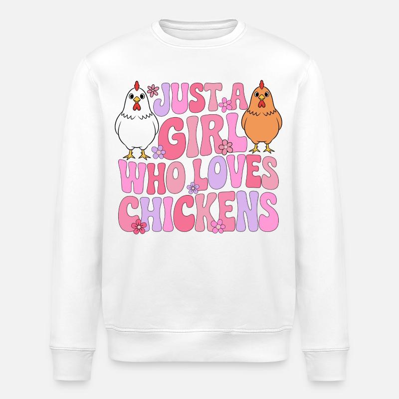Mädchen liebt Hühner - Stanley/Stella Unisex Bio-Sweatshirt ROLLER - Weiß