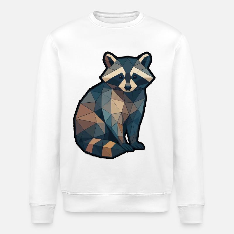 Geometrischer Waschbär Low Poly - Stanley/Stella Unisex Bio-Sweatshirt ROLLER - Weiß