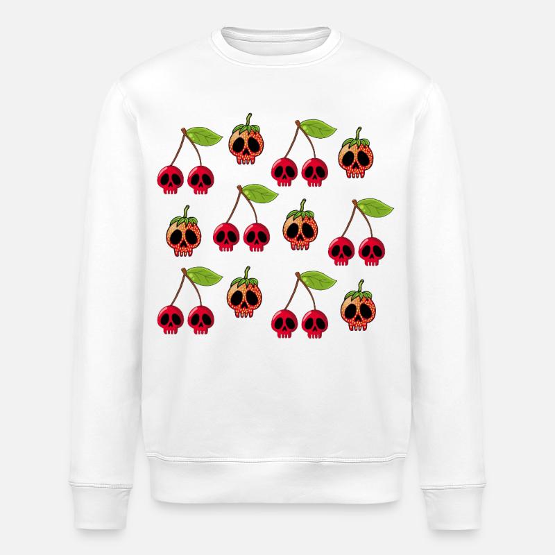 Kirsch- und Erdbeerschädel - Stanley/Stella Unisex Bio-Sweatshirt ROLLER - Weiß