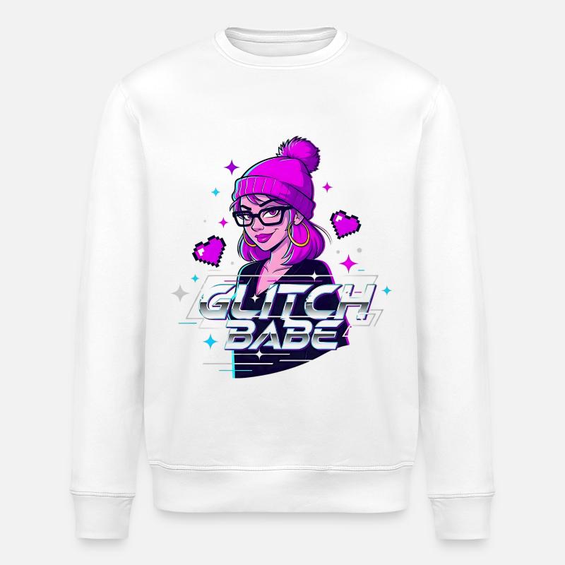 Y2K Retro – Glitch Babe - Stanley/Stella Unisex Bio-Sweatshirt ROLLER - Weiß