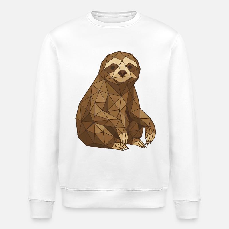 Geometrisches Faultier Low-Poly - Stanley/Stella Unisex Bio-Sweatshirt ROLLER - Weiß