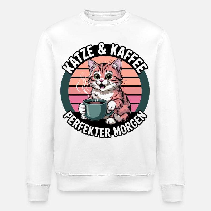 KatzKaffee Morgengruß - Stanley/Stella Unisex Bio-Sweatshirt ROLLER - Weiß