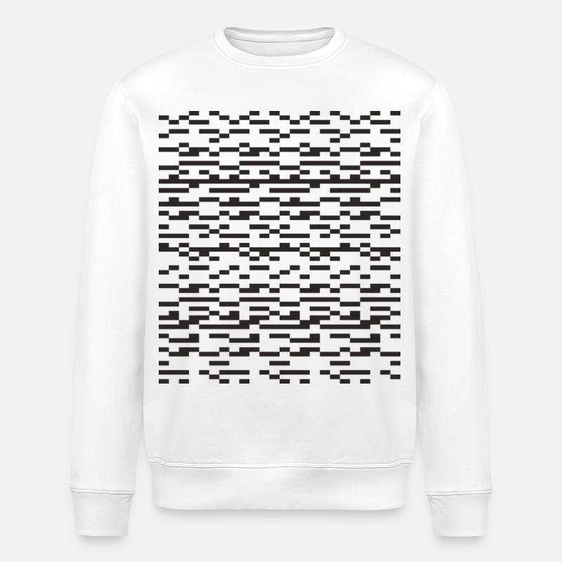 Noir Stripe pixellé Glitch Grid - Sweat bio ROLLER Stanley/Stella Unisexe - blanc