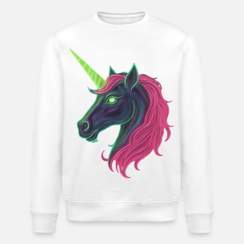 Neon-Einhorn Unicorn - Stanley/Stella Unisex Bio-Sweatshirt ROLLER - Weiß