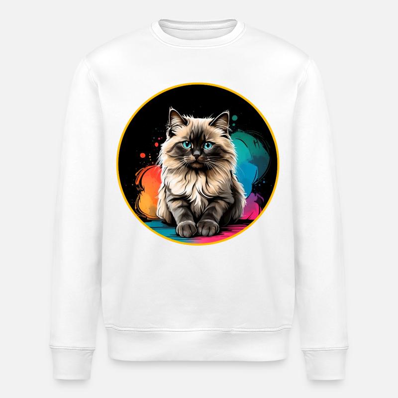 Ragdoll Katzenportrait - Stanley/Stella Unisex Bio-Sweatshirt ROLLER - Weiß