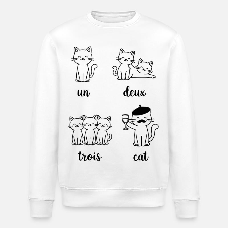 Cat Group Pun Pattern - Stanley/Stella ROLLER Unisex Organic Sweatshirt - white