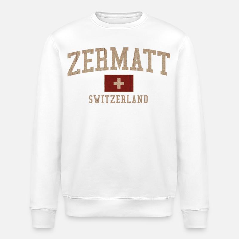 Zermatt Logo texturé suisse - Sweat bio ROLLER Stanley/Stella Unisexe - blanc