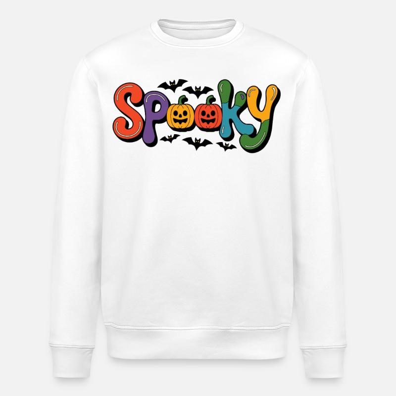 Spooky font with pumpkin faces - Stanley/Stella ROLLER Unisex Organic Sweatshirt - white