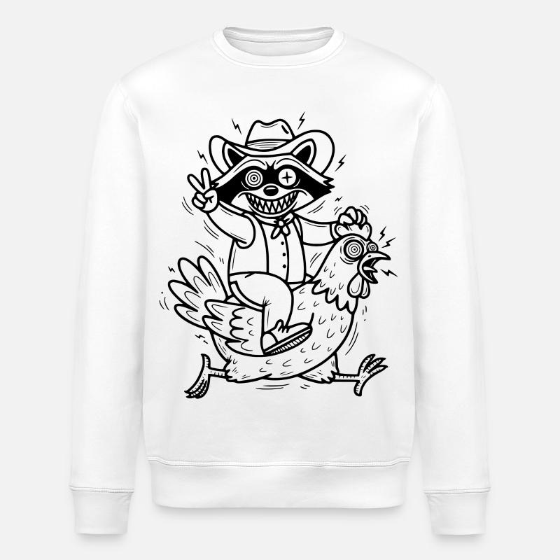 Raton laveur et poulet - Sweat bio ROLLER Stanley/Stella Unisexe - blanc