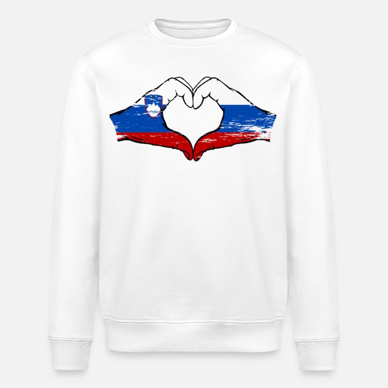 Slovénie Russie Drapeau Coeur - Sweat bio ROLLER Stanley/Stella Unisexe - blanc