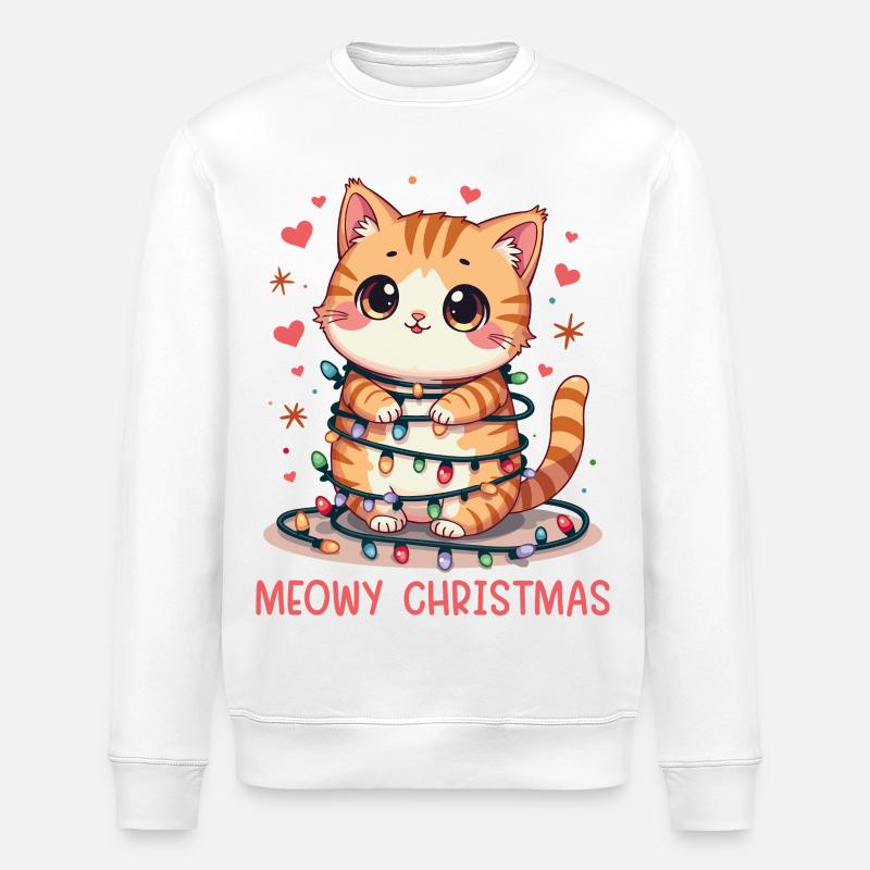 Miauige Weihnachten - Stanley/Stella Unisex Bio-Sweatshirt ROLLER - Weiß