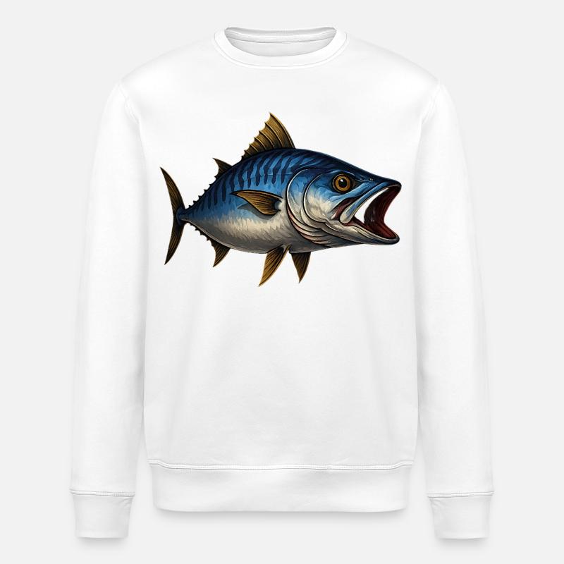 Dynamischer Blauflossen-Thunfisch Illustration - Stanley/Stella Unisex Bio-Sweatshirt ROLLER - Weiß