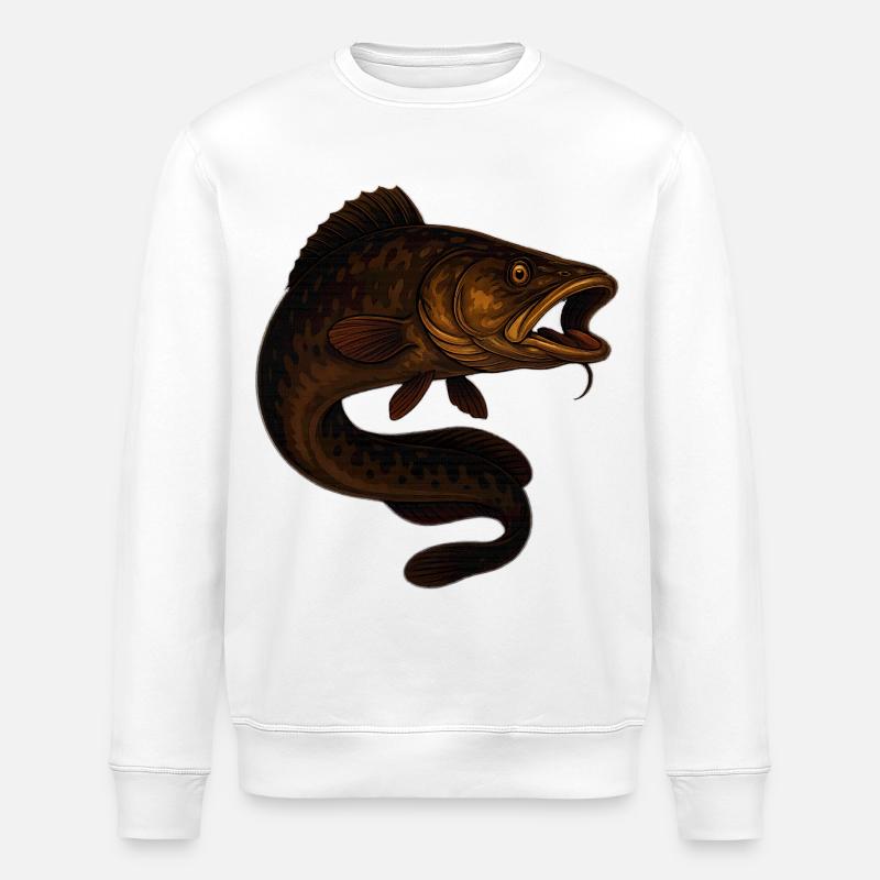 Dynamischer Karpfen im Wasser - Stanley/Stella Unisex Bio-Sweatshirt ROLLER - Weiß