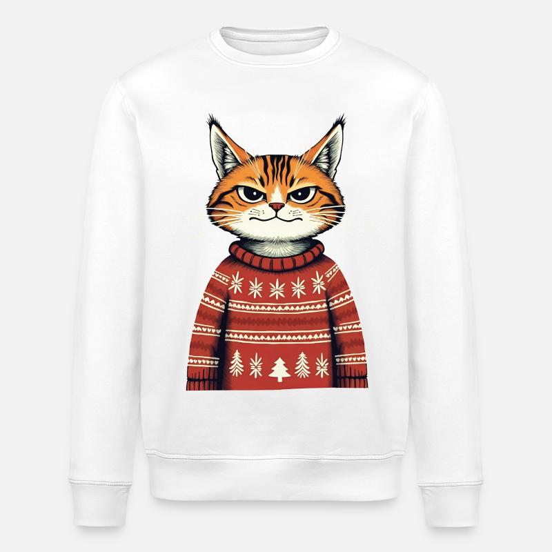Chat de Noël - Sweat bio ROLLER Stanley/Stella Unisexe - blanc