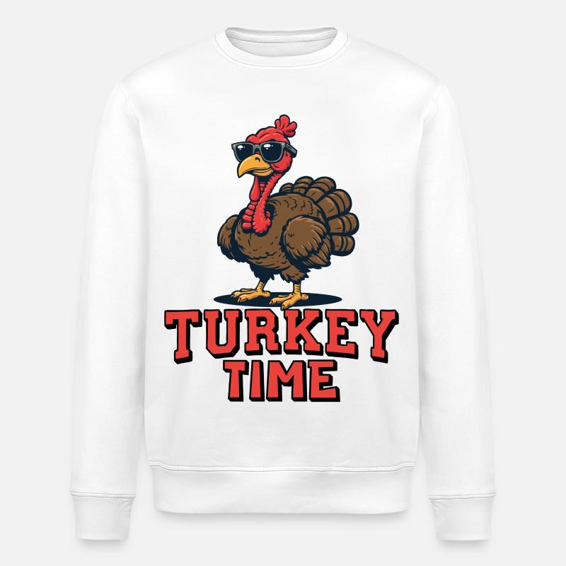 Heure de la dinde - Sweat bio ROLLER Stanley/Stella Unisexe - blanc
