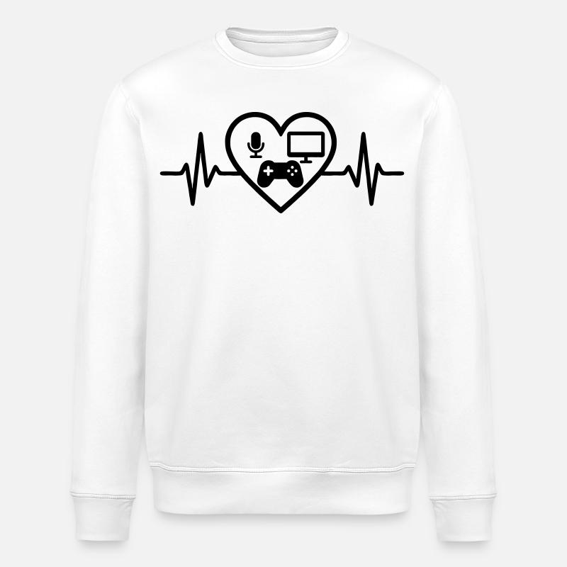 Streaming Gamer Heart Micro Screen Controller - Stanley/Stella ROLLER Unisex Organic Sweatshirt - white