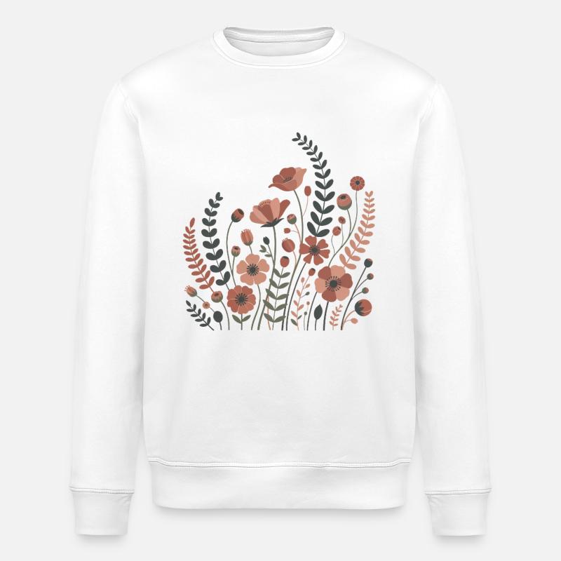 Boho Blumen – Blühende Harmonie - Stanley/Stella Unisex Bio-Sweatshirt ROLLER - Weiß