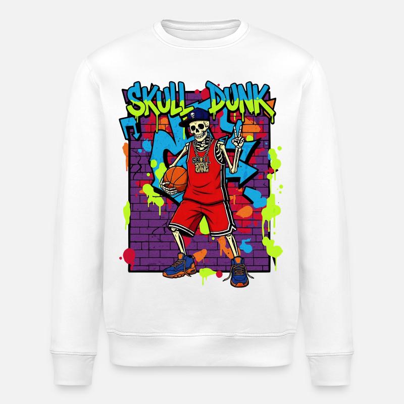 Skull Dunk – Skelett Basketball Graffiti 90er - Stanley/Stella Unisex Bio-Sweatshirt ROLLER - Weiß