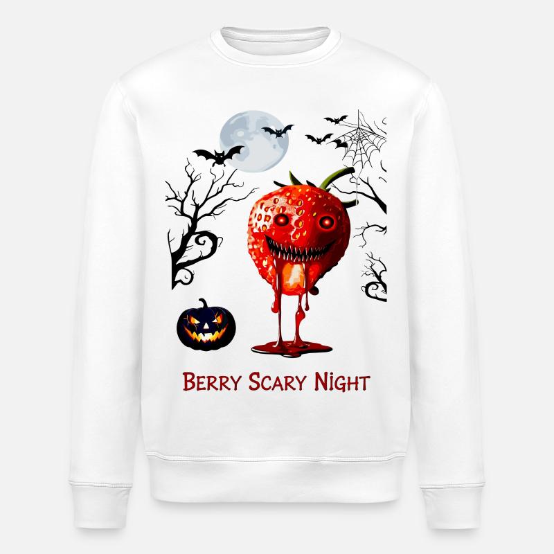 Scary Strawberry Berry Scary Night - Stanley/Stella Unisex Bio-Sweatshirt ROLLER - Weiß