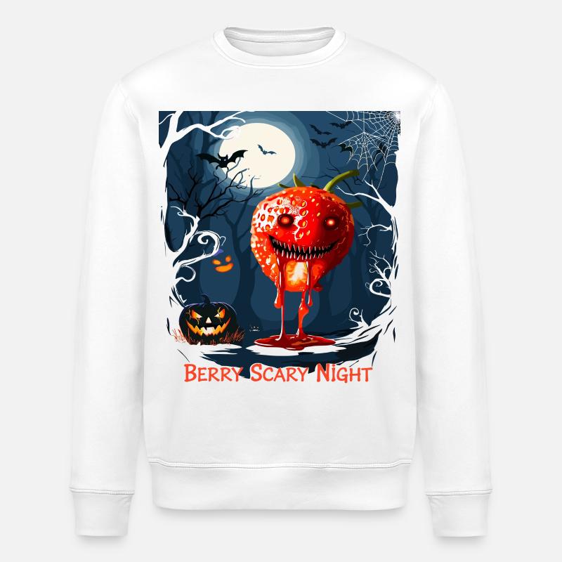 Halloween Zombie Erdbeere  - Stanley/Stella Unisex Bio-Sweatshirt ROLLER - Weiß
