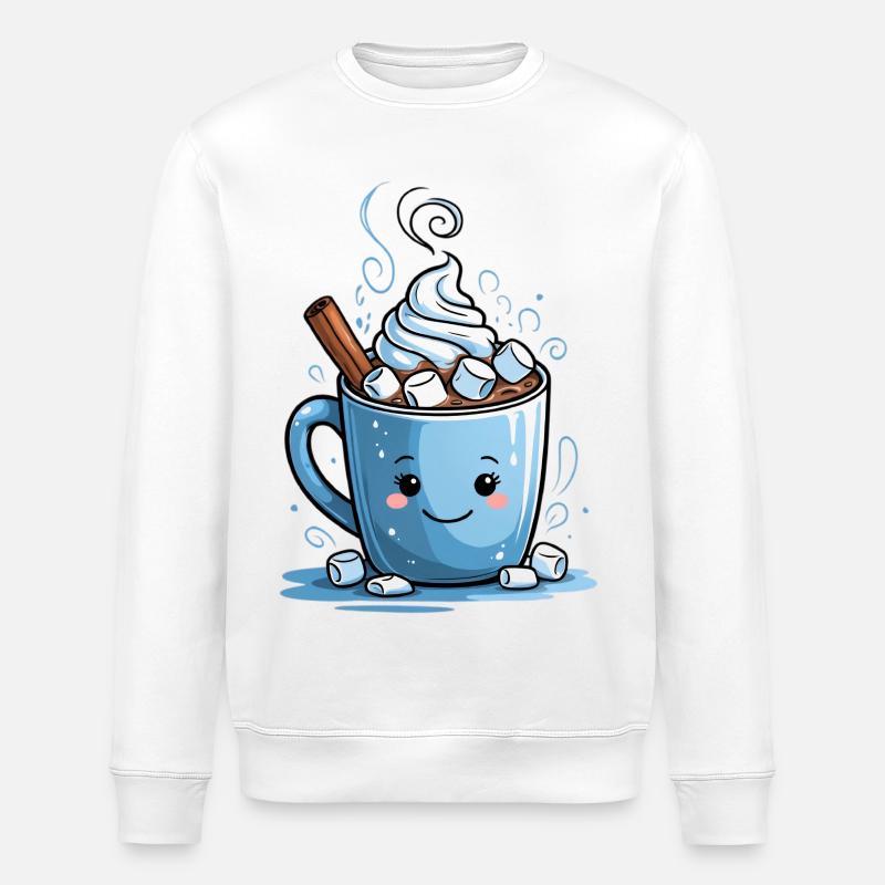 Cozy cocoa mug with marshmallows - Stanley/Stella ROLLER Unisex Organic Sweatshirt - white