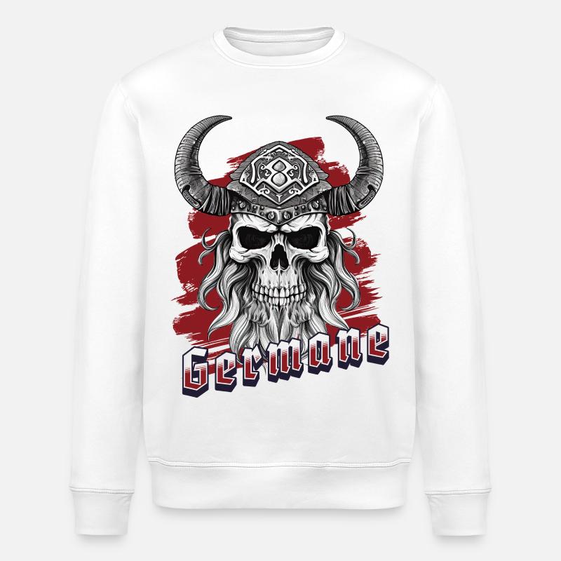 Viking Schädel Totenkopf Germane - Stanley/Stella Unisex Bio-Sweatshirt ROLLER - Weiß