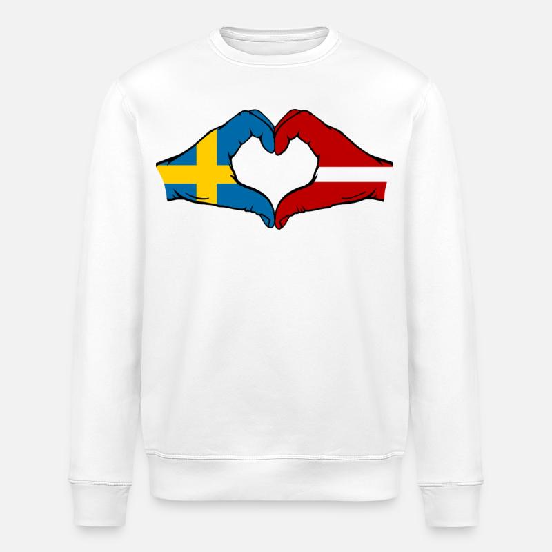 Suède Lettonie Drapeau Coeur - Sweat bio ROLLER Stanley/Stella Unisexe - blanc