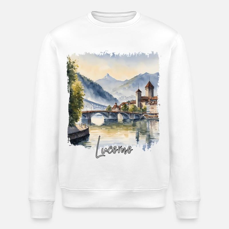 Luzerner Aquarell, Luzern, Schweiz - Stanley/Stella Unisex Bio-Sweatshirt ROLLER - Weiß