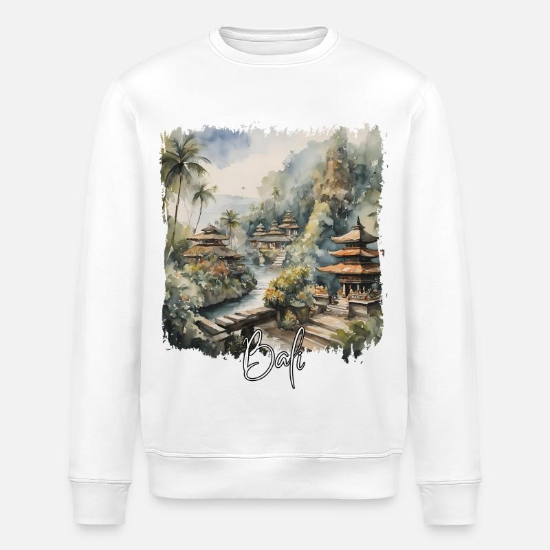Bali Aquarell, Bali Indonesien - Stanley/Stella Unisex Bio-Sweatshirt ROLLER - Weiß