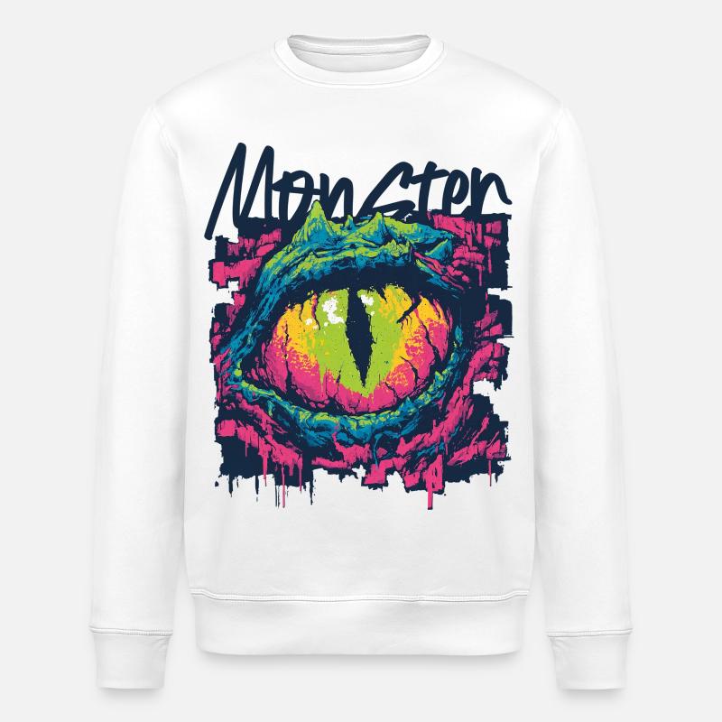 Neon Dragon Eye Graffiti - Stanley/Stella ROLLER Unisex Organic Sweatshirt - white