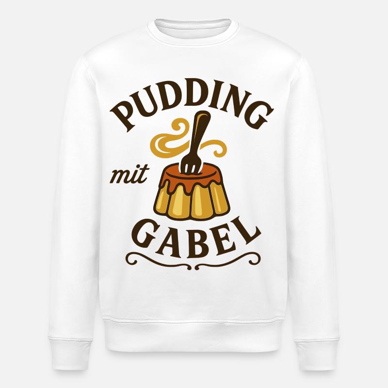 Pudding with fork - Stanley/Stella ROLLER Unisex Organic Sweatshirt - white