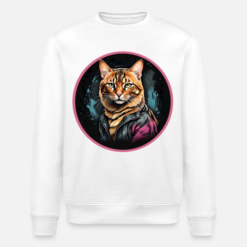 Chat léopard - Sweat bio ROLLER Stanley/Stella Unisexe - blanc