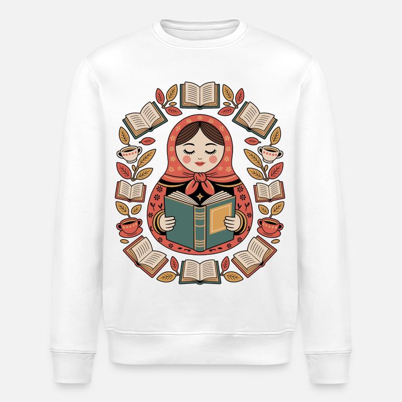 Märchenmatroschka Lesezauber - Stanley/Stella Unisex Bio-Sweatshirt ROLLER - Weiß